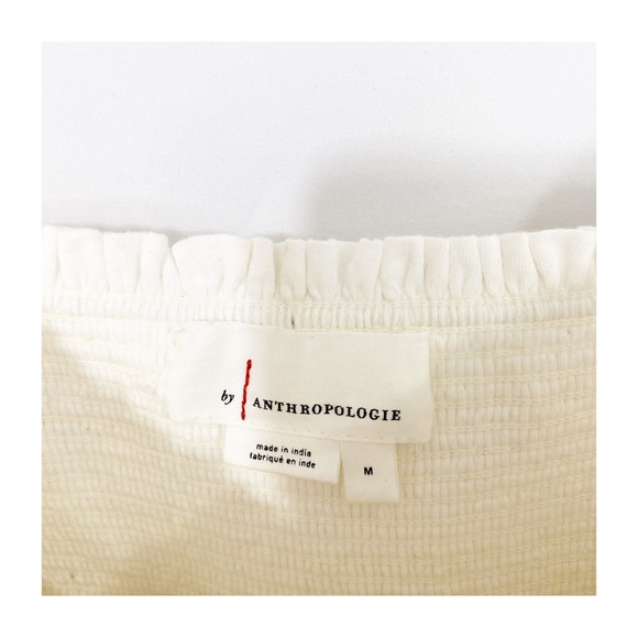 Anthropologie Neutral Smocked Embroidered Ballon Sleeve Blouse Top - Picture 10 of 12